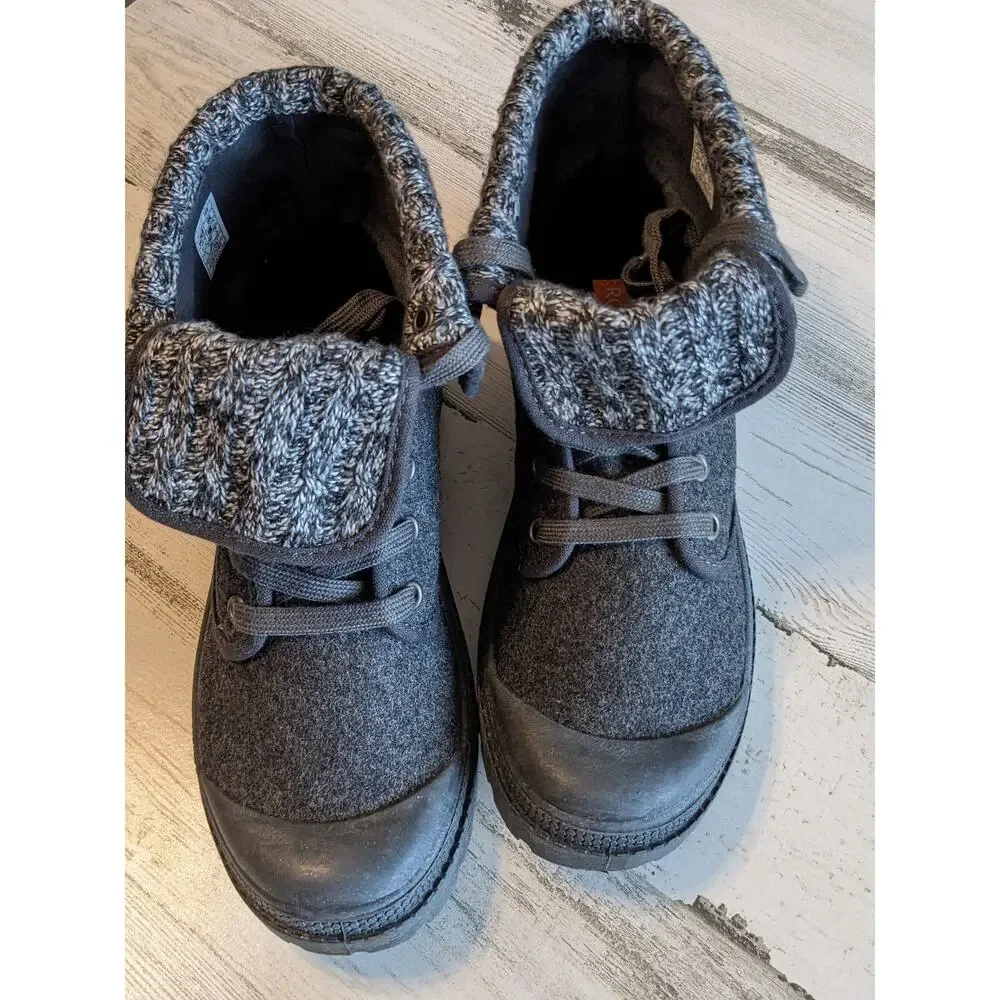 Rocket Dog Women's 7.5 Charcoal Gray Knit‑Cuff Lace‑Up Winter Boots NWOT